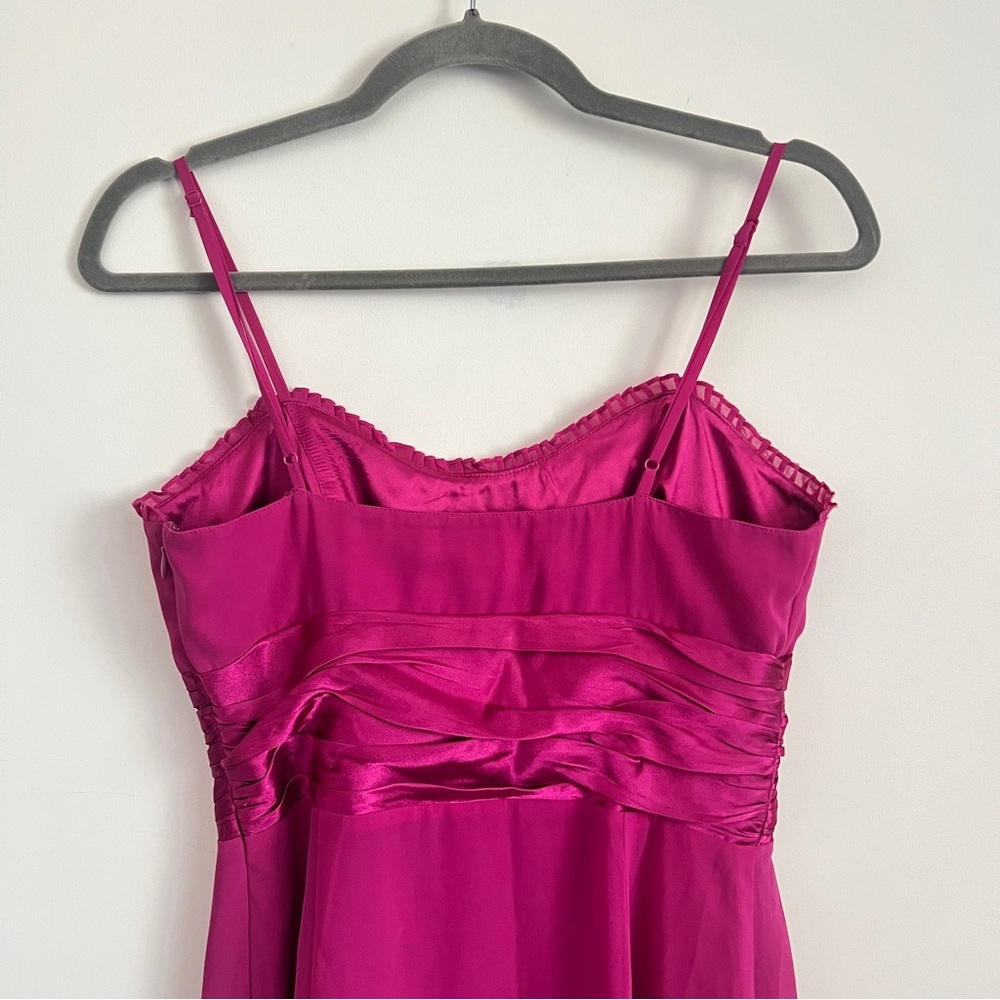 Democracy Fuchsia Chiffon Pleated Cocktail Dress Empire Waist Party Dress Size 6 - Picture 6 of 11